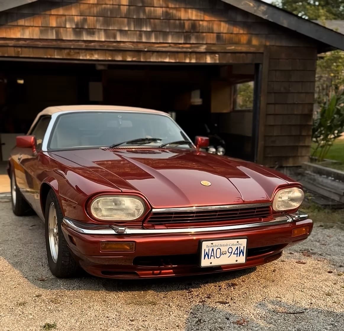 Jaguar in a residential Ladner driveway, Phantom Car Detailing mobile service